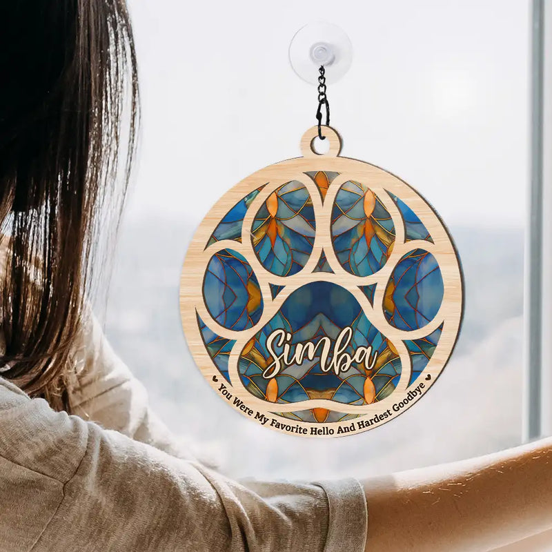 Memorial Dog Cat Paw If Love Could Have Saved You - Personalized Window Hanging Suncatcher Ornament