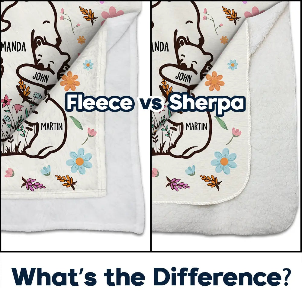 Couverture polaire personnalisée style floral Mama Bear, couverture Sherpa 