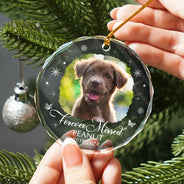 Souvenir photo personnalisé pour perte de chien ou de chat - Ornement en verre rond personnalisé 