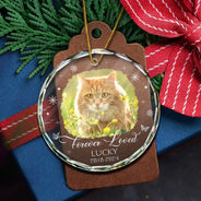 Souvenir photo personnalisé pour perte de chien ou de chat - Ornement en verre rond personnalisé 
