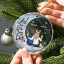 Christmas Besties Sisters I Love You To The Moon And Back - Personalized Circle Glass Ornament