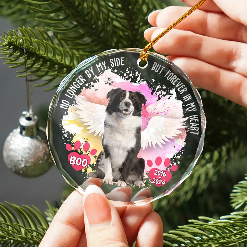 Custom Photo Memorial Dog Cat Favorite Hello & Hardest Goodbye - Personalized Circle Glass Ornament