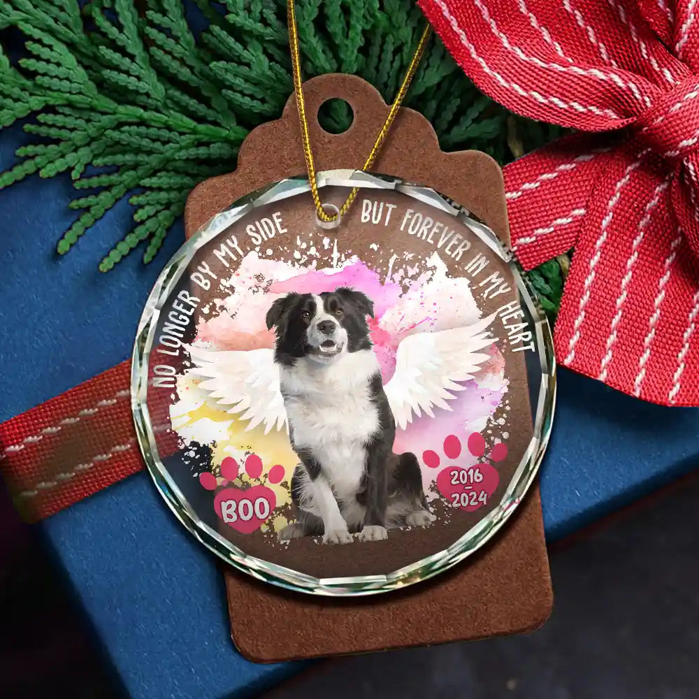 Custom Photo Memorial Dog Cat Favorite Hello & Hardest Goodbye - Personalized Circle Glass Ornament