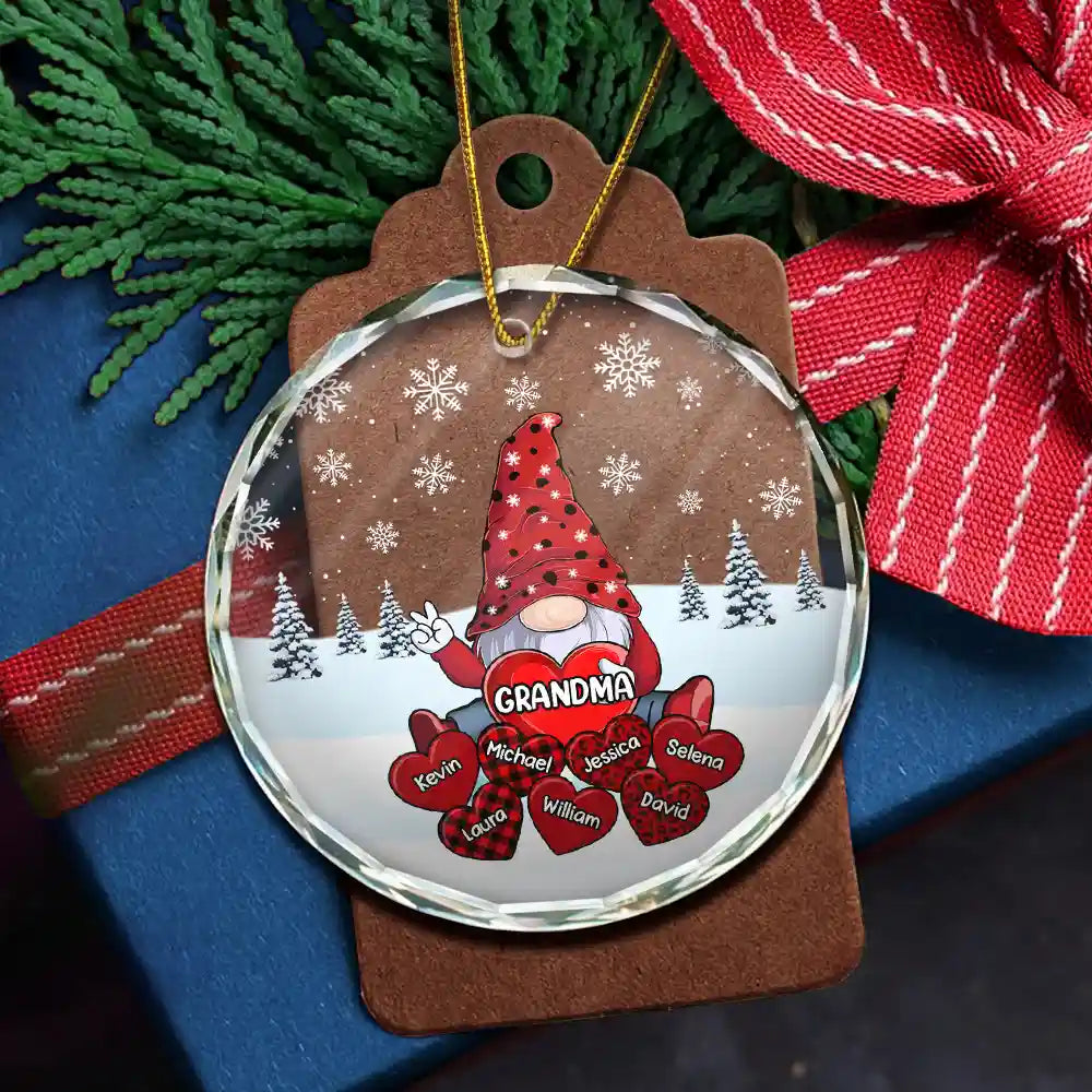 Christmas Grandma's Little Sweethearts - Personalized Circle Glass Ornament
