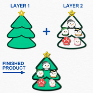 Christmas Tree Snowman Family - Personalized 2-Layered Wooden Ornament