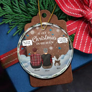 Memorial, Pet Lovers - Memorial Dog Cat First Christmas In Heaven - Personalized Circle Glass Ornament
