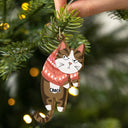 Cat Lovers - Hanging Cat Have Yourself A Meowy Christmas - Personalized Wooden Cutout Ornament