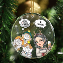 Cat Lovers, Cat Mom - Meowy Christmas You're The Best Cat Mom Ever - Personalized Circle Glass Ornament