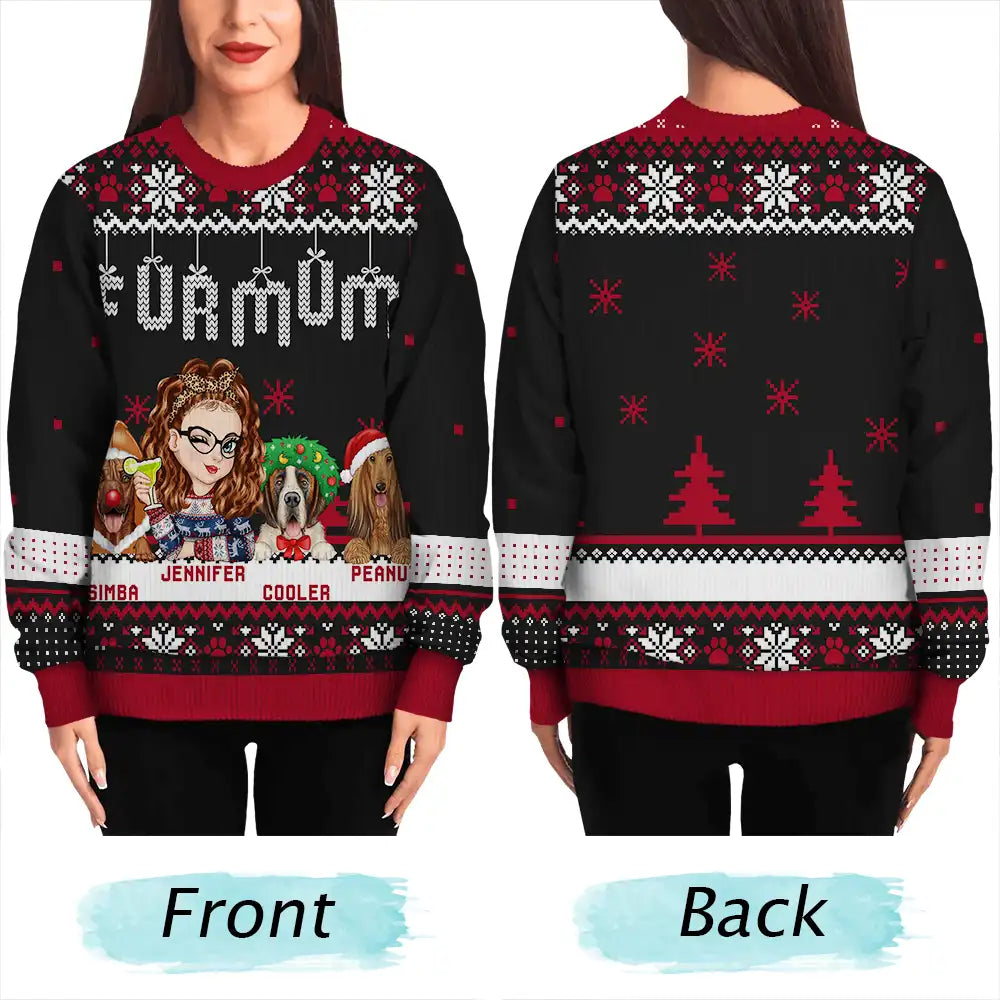 Christmas Dog Mom Mum - Personalized Unisex Ugly Sweater