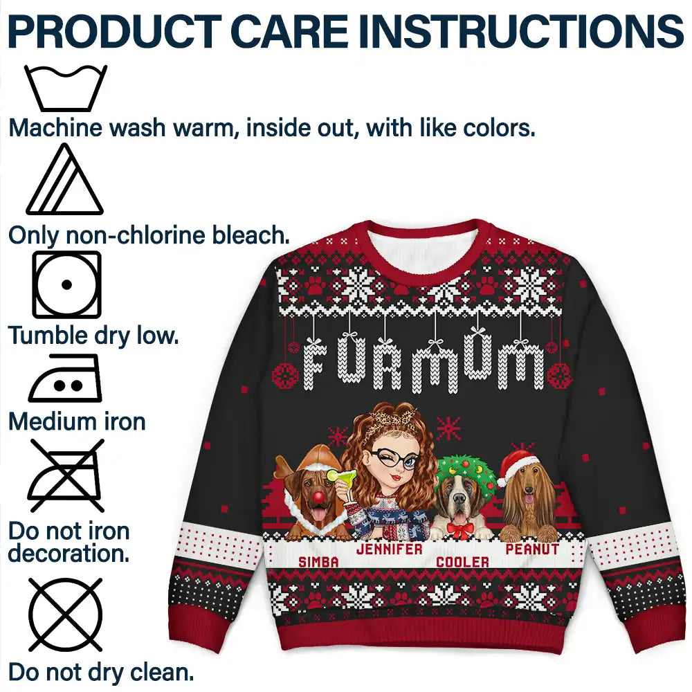 Christmas Dog Mom Mum - Personalized Unisex Ugly Sweater