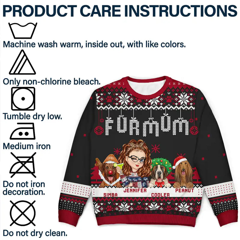 Christmas Dog Mom Mum - Personalized Unisex Ugly Sweater