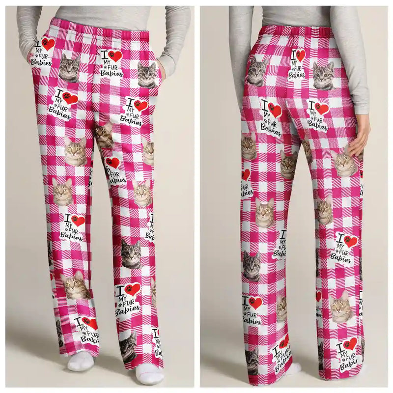 Pet Lovers - Custom Photo I Love My Dogs Cats Pets - Personalized Pajama Pants
