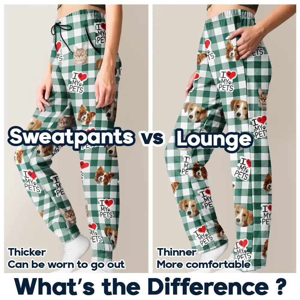 Pet Lovers - Custom Photo I Love My Dogs Cats Pets - Personalized Pajama Pants