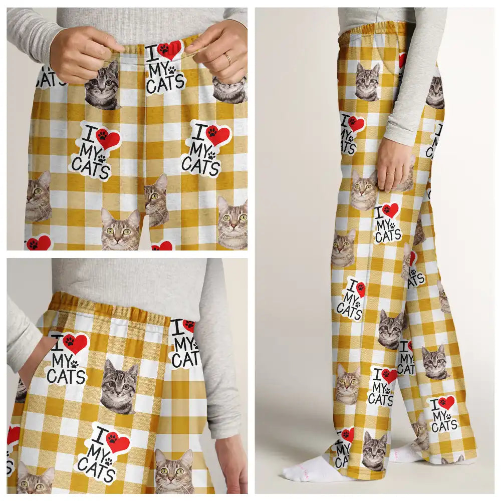 Pet Lovers - Custom Photo I Love My Dogs Cats Pets - Personalized Pajama Pants