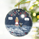 Christmas,Memorial,Pet Lovers,Dog Lovers,Cat Lovers,Sad - Memorial Dog Cat You Never Walk Alone - Personalized Circle Glass Ornament