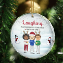 Gifts For Colleagues, Gift For Bestie - Christmas Work Made Us Colleagues - Personalized Circle Glass Ornament