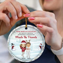 Gifts For Colleagues, Gift For Bestie - Christmas Work Made Us Colleagues - Personalized Circle Glass Ornament