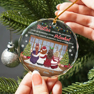 Gift For Bestie, Gift For Women, Gift For Sisters - Christmas Besties Sisters Keeping Each Other Sane - Personalized Circle Glass Ornament