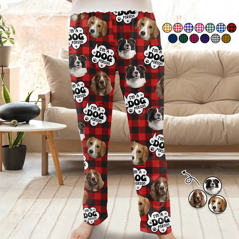 Custom Photo,Dog Lovers,Dog Mom,Dog Dad,Gift For Yourself,Happy - Custom Photo I'm A Dog Person - Personalized Pajama Pants