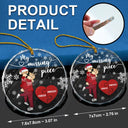 Christmas,Gift For Couples,Gift For Husband,Gift For Wife,Gift For Boyfriend,Gift For Girlfriend,Love - My Missing Piece Christmas Couple Hugging Kissing - Personalized Circle Glass Ornament