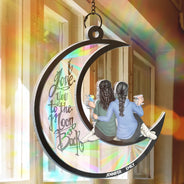 Continue Shopping,Gift For Bestie,Gift For Sisters,Gift For Women,Happy - Besties I Love You To The Moon & Back - Personalized Window Hanging Rainbow Suncatcher