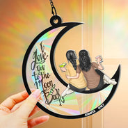 Continue Shopping,Gift For Bestie,Gift For Sisters,Gift For Women,Happy - Besties I Love You To The Moon & Back - Personalized Window Hanging Rainbow Suncatcher