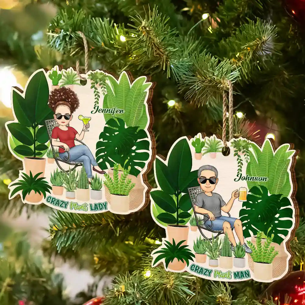 Gardening, Gift For Yourself - Gardener Crazy Plant Lady - Personalized Custom Shaped Wooden Ornament