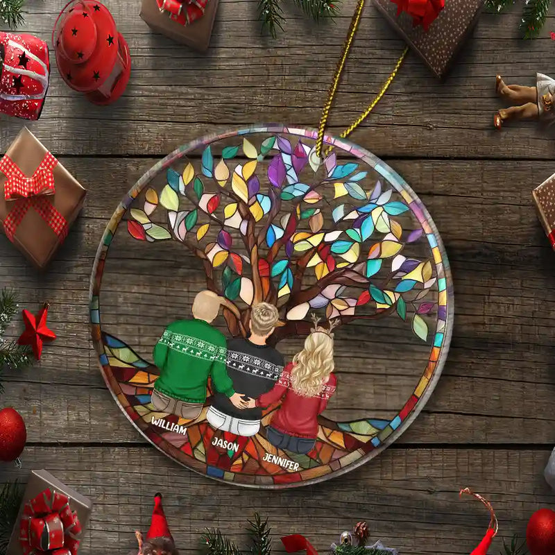 Family, Gift For Mother - Family Forever Unbreakable Bond Tree Of Life - Personalized Circle Acrylic Ornament