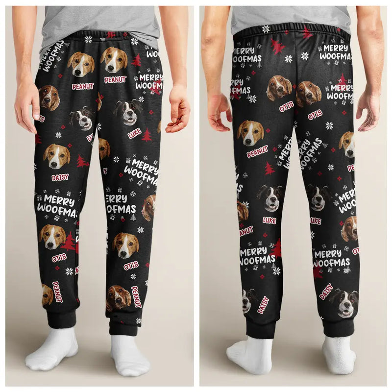 Pet Lovers, Dog Lovers - Custom Photo Funny Dogs Merry Woofmas Feliz Navidog - Personalized Pajama Pants