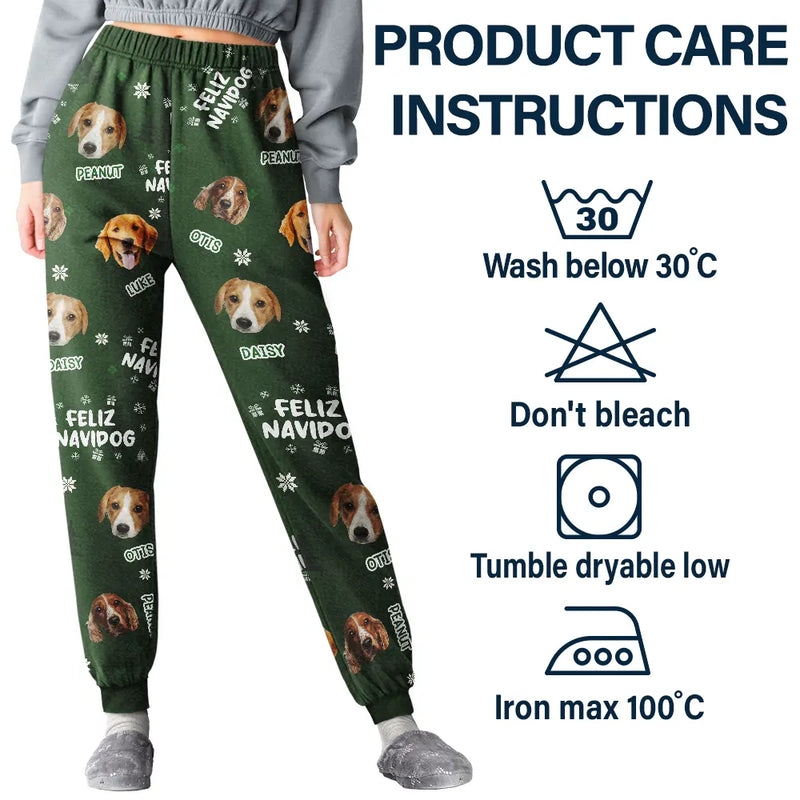 Pet Lovers, Dog Lovers - Custom Photo Funny Dogs Merry Woofmas Feliz Navidog - Personalized Pajama Pants
