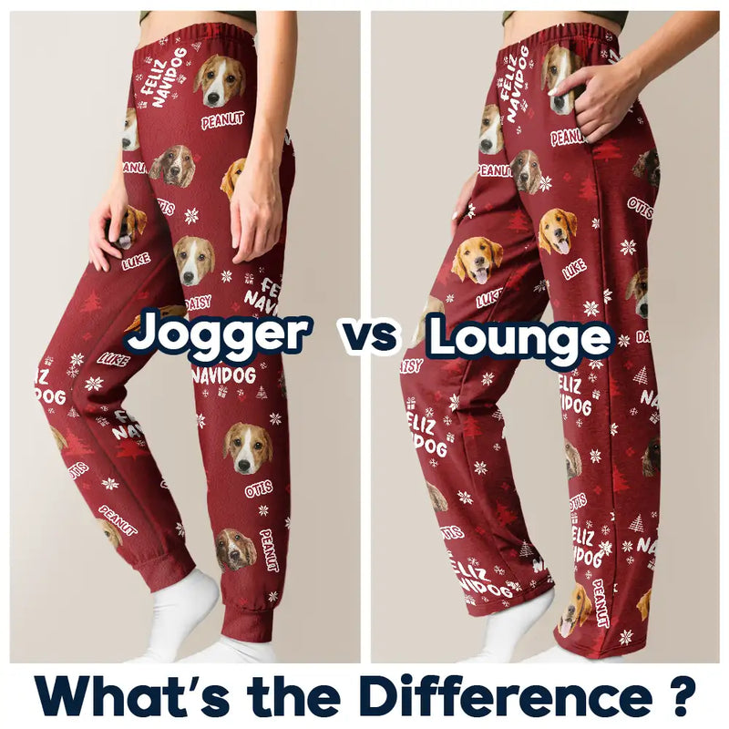 Pet Lovers, Dog Lovers - Custom Photo Funny Dogs Merry Woofmas Feliz Navidog - Personalized Pajama Pants