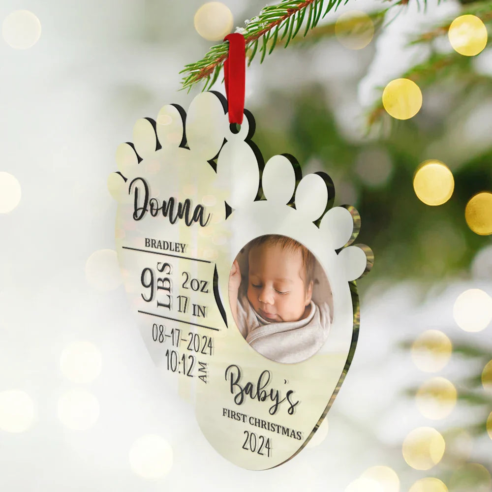 New baby, New Mom, New Dad - Custom Photo Baby's First Christmas - Personalized Custom Shaped Mirror Ornament