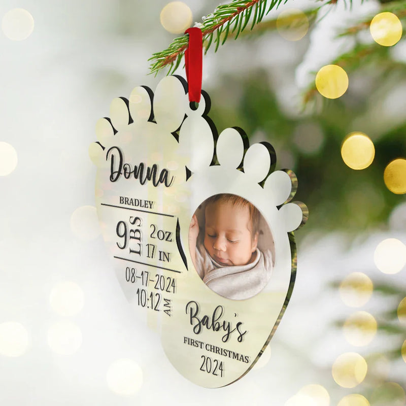 New baby, New Mom, New Dad - Custom Photo Baby's First Christmas - Personalized Custom Shaped Mirror Ornament