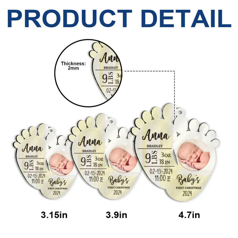 New baby, New Mom, New Dad - Custom Photo Baby's First Christmas - Personalized Custom Shaped Mirror Ornament