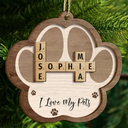 Crossword Scrabble Dog Cat Pet Names - Personalized 2-Layered Wooden Ornament