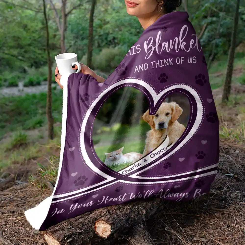 Custom Photo,Memorial,Pet Lovers,Dog Lovers,Cat Lovers,Sad - Custom Photo Dog Cat Pet Memorial Snuggle This Blanket And Think Of Me - Personalized Fleece Blanket, Sherpa Blanket