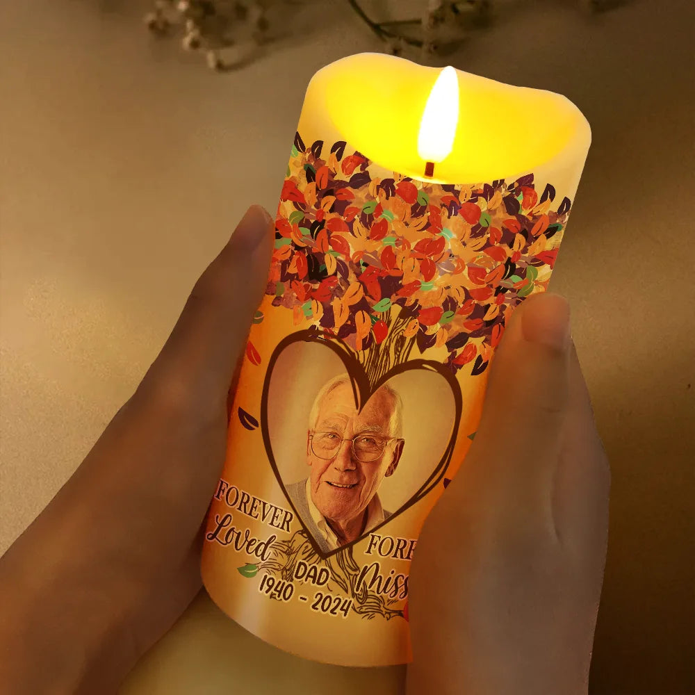 Memorial - Custom Photo Memorial A Limb Has Fallen From Our Family Tree - Personalized Flameless LED Candle