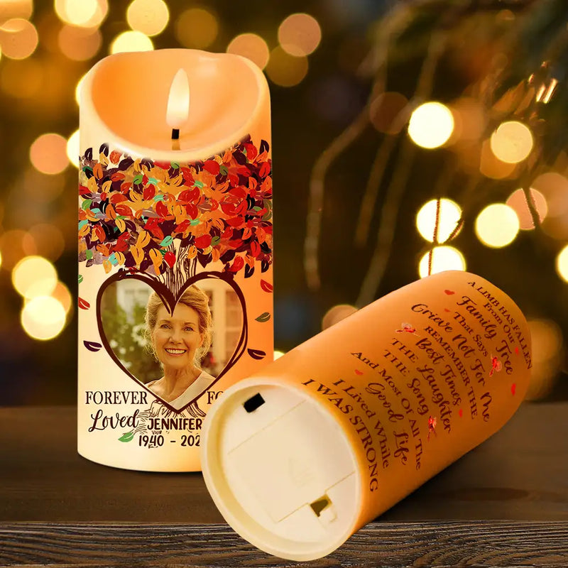 Memorial - Custom Photo Memorial A Limb Has Fallen From Our Family Tree - Personalized Flameless LED Candle