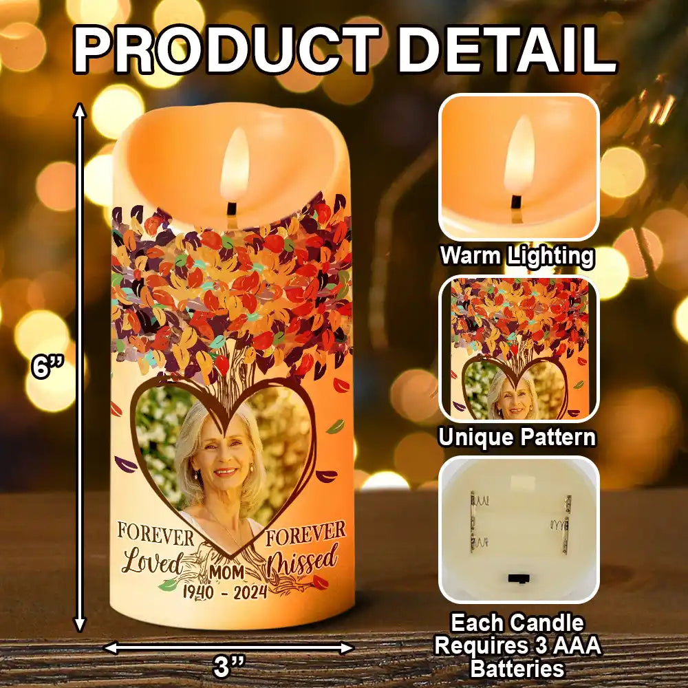 Memorial - Custom Photo Memorial A Limb Has Fallen From Our Family Tree - Personalized Flameless LED Candle