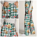 Pet Lovers, Dog Lovers - Custom Photo Dog Face I Woof You - Personalized Pajama Pants