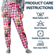 Pet Lovers, Dog Lovers - Custom Photo Dog Face I Woof You - Personalized Pajama Pants