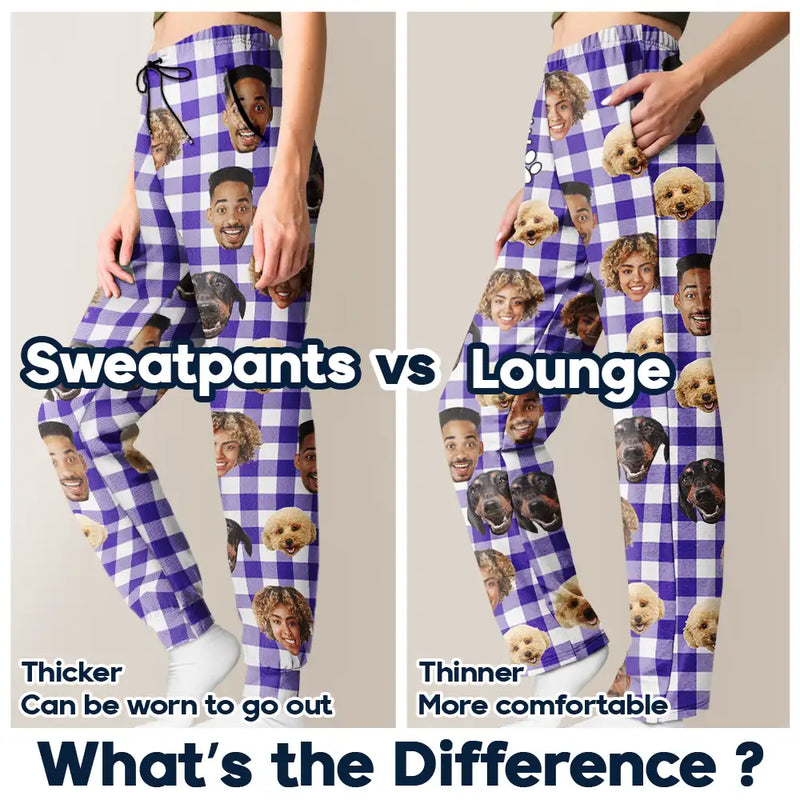 Gift For Couples, Gift For Husband, Gift For Wife, Gift For Boyfriend, Gift For Girlfriend, Pet Lovers, Dog Lovers, Cat Lovers - Custom Photo You & Me And The Dog Cat Pet Plaid Pattern - Personalized Pajama Pants