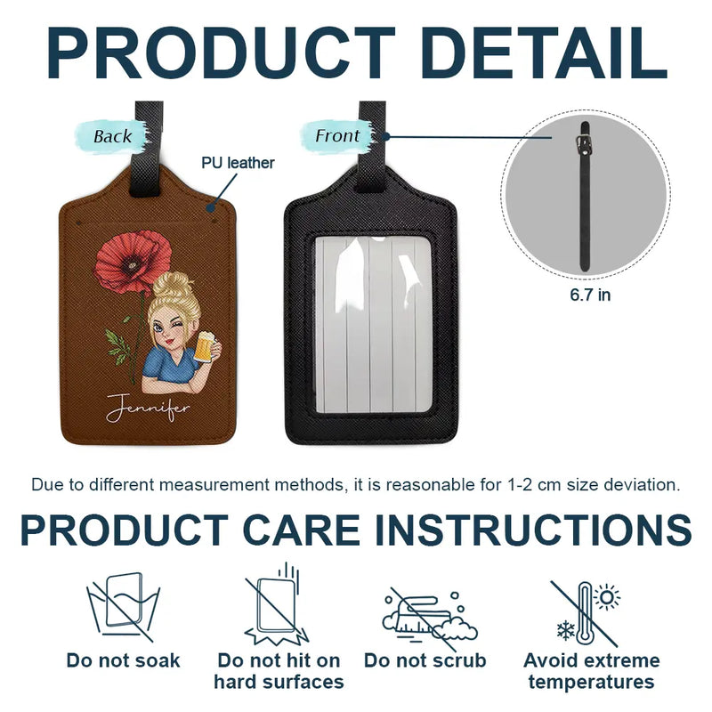 Gift For Yourself, Gift For Women, Travel - Birth Month Flower Travel Lover - Personalized Luggage Tag