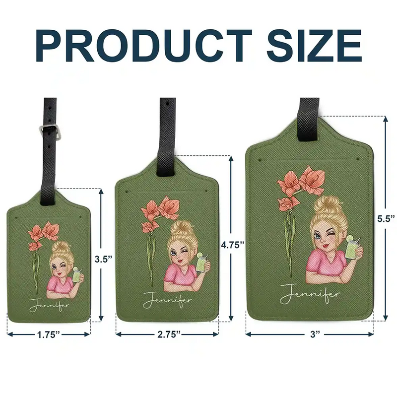 Gift For Yourself, Gift For Women, Travel - Birth Month Flower Travel Lover - Personalized Luggage Tag