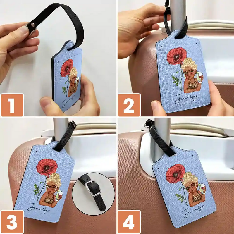 Gift For Yourself, Gift For Women, Travel - Birth Month Flower Travel Lover - Personalized Luggage Tag