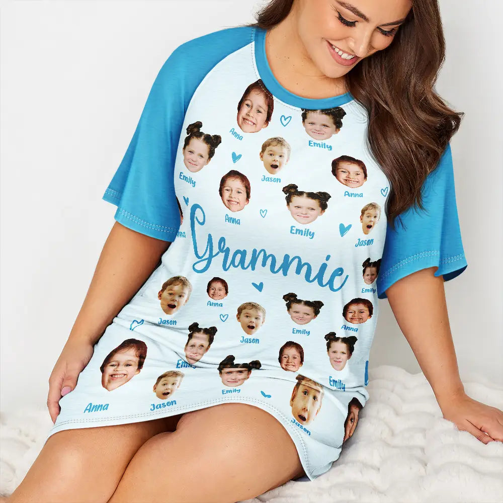 Gift For Grandma, Gift For Mother, Grandma - Grandkids, Mom - Children, Gift For Women - Custom Photo Grandma Mom Title - Personalized Women's Sleep Tee