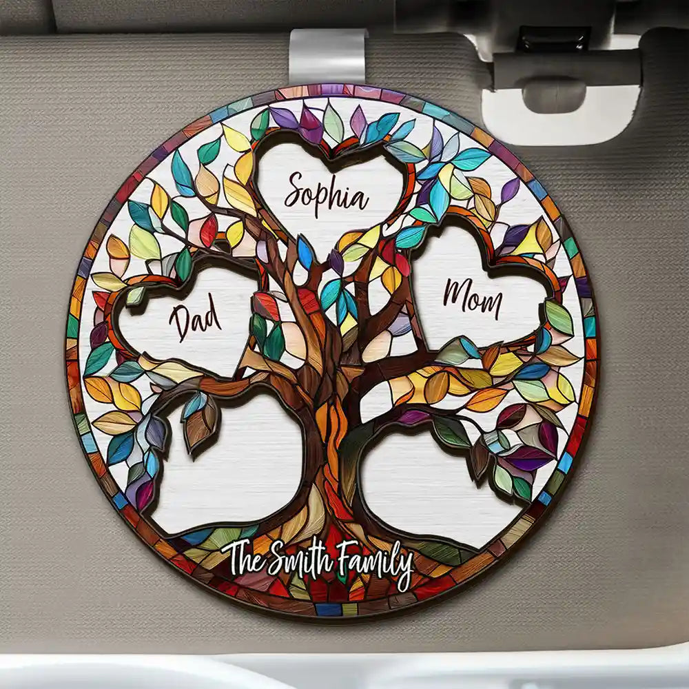 Family Unbreakable Bond Tree Of Life - Personalized Custom Shaped Car Visor Clip