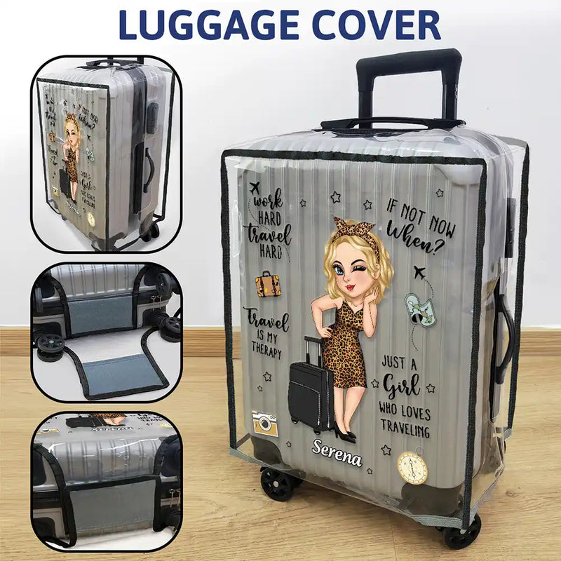 Travel, Gift For Women, Gift For Yourself - Turban Just A Girl Who Loves Traveling - Personalized Clear Luggage Cover