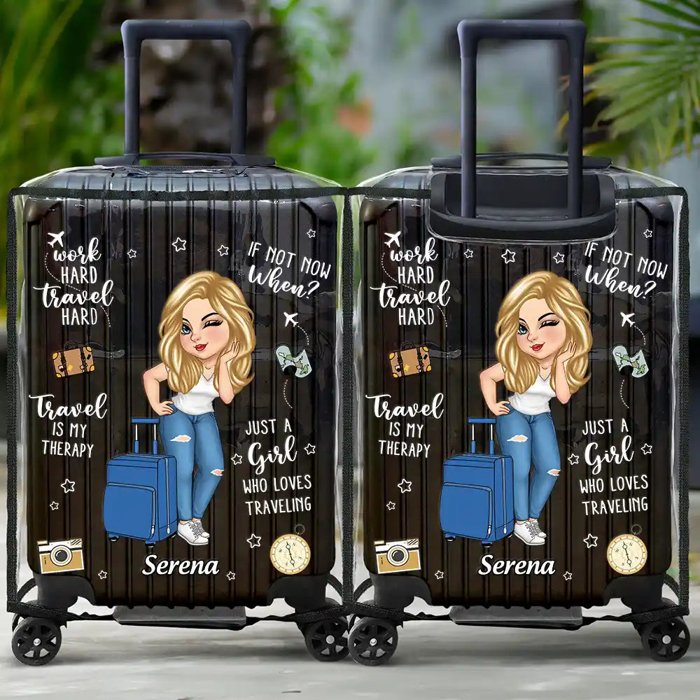 Turban Just A Girl Who Loves Traveling - Personalized Clear Luggage Cover
