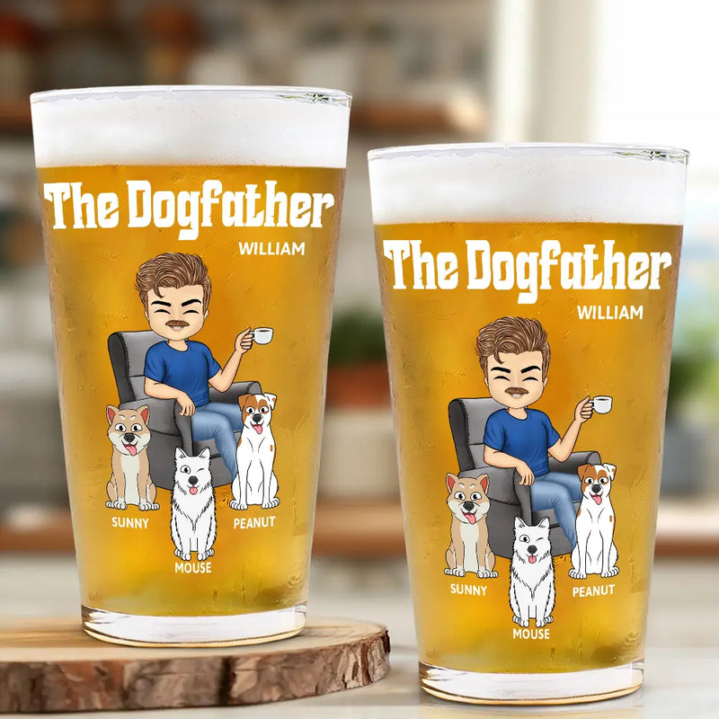 Dog Lovers, Dog Dad, Gift For Yourself, Gift For Men - The Dog Father - Personalized Beer Glass